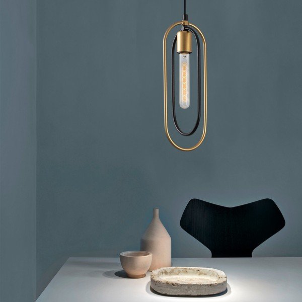 Črna/zlata viseča svetilka Cerco – Opviq lights-image-1