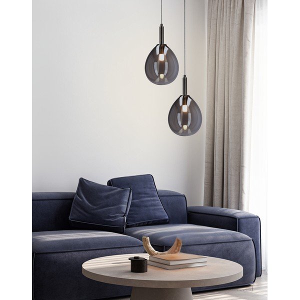 Siva LED viseča svetilka s steklenim senčilom Lukka – Candellux Lighting-image-1