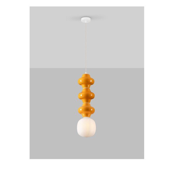 Bela/oranžna keramična viseča svetilka s steklenim senčilom ø 18 cm Clio – Nova Luce-image-3