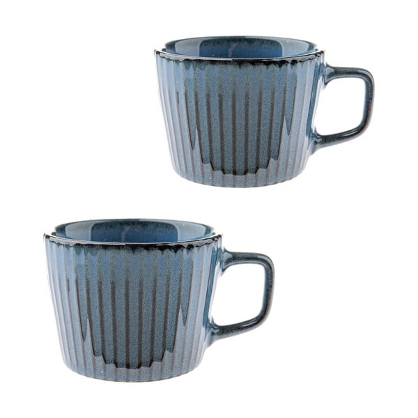 Modre skodelice v kompletu za kapučino 2 ks iz kamenine 190 ml Tone – Dakls