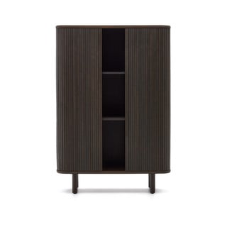 Temno rjava omarica v jesenovem dekorju z drsnimi vrati 110x140 cm Mailen – Kave Home