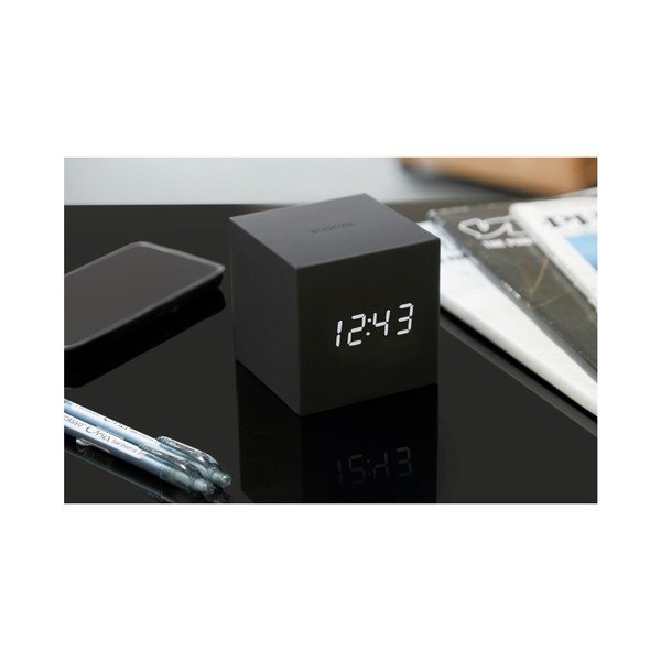 Črna LED budilka Gingko Gravitry Cube-image-3