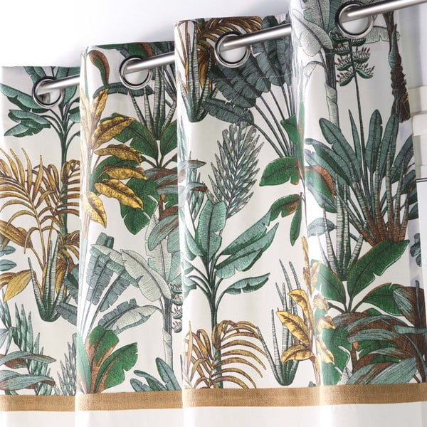 Zelena in kremno bela zavesa 140x240 cm Balinesia – douceur d'intérieur-image-1