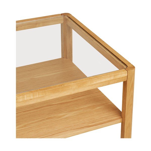 Klubska mizica s stekleno mizno ploščo v naravni barvi 60x110 cm Lourmarin – House Nordic-image-3