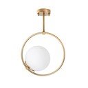 Bela/medeninasta stropna svetilka s steklenim senčilom 39x26 cm Dolunay – Opviq lights