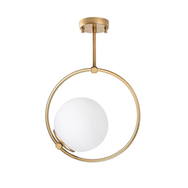 Bela/medeninasta stropna svetilka s steklenim senčilom 39x26 cm Dolunay – Opviq lights