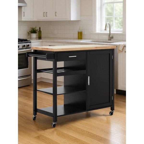 Servirni voziček na kolesih iz masivnega kavčukovca 48x105 cm Frankfurt – Premier Housewares-image-2