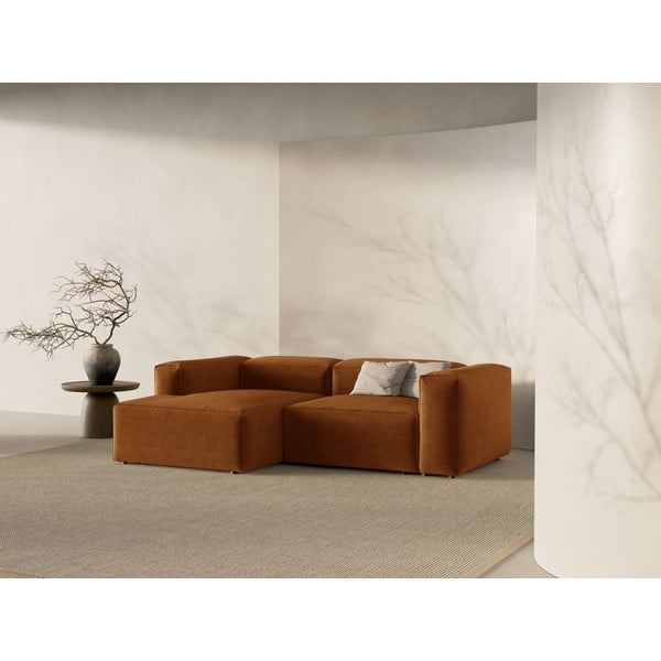 Opečnato oranžna kotna sedežna garnitura (levi kot/z ležalnikom) Bergamo – Cosmopolitan Design-image-1