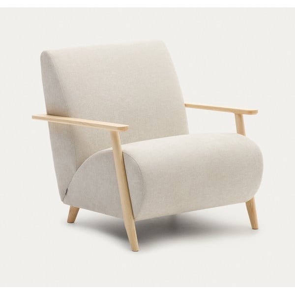 Bež/kremno bel fotelj iz šenilje Meghan – Kave Home