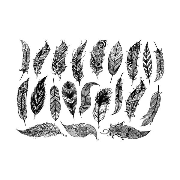 Komplet 21 nalepk Ambiance Boho Feathers-image-2
