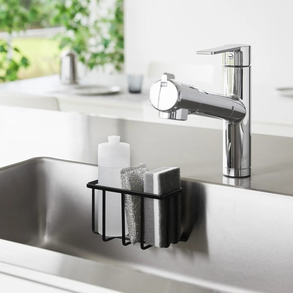 Črno kovinsko držalo za detergent z namestitvijo brez vrtanja Film Hook – YAMAZAKI-image-1