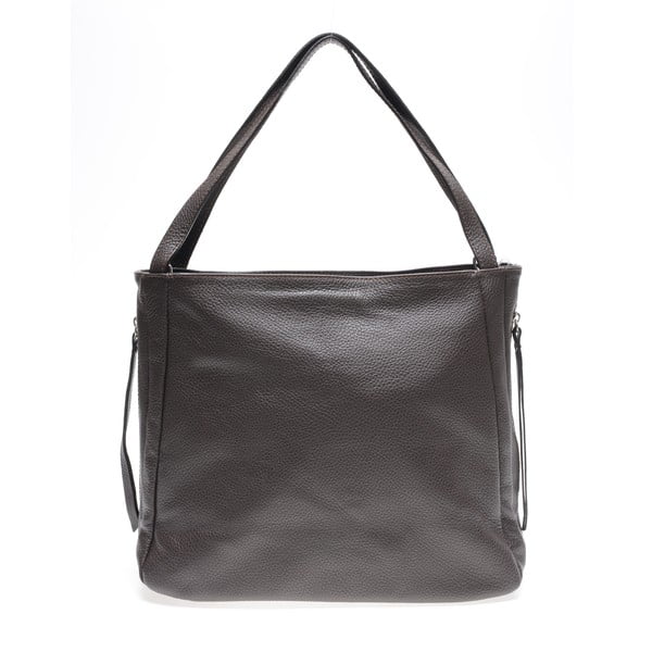 Temno rjava usnjena torbica s 3 notranjimi žepi Carla Ferreri