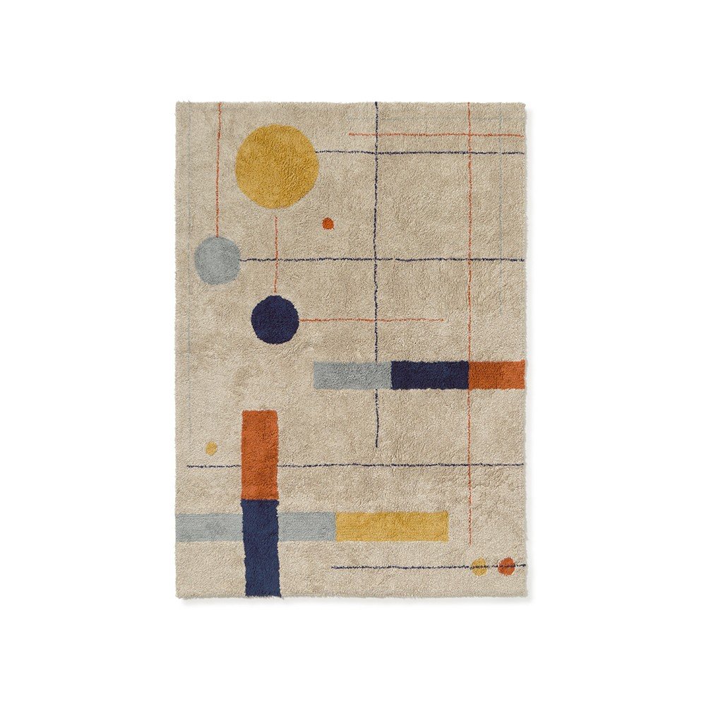Bež pralna/ročno tkana bombažna preproga 120x160 cm Geometrical Shapes