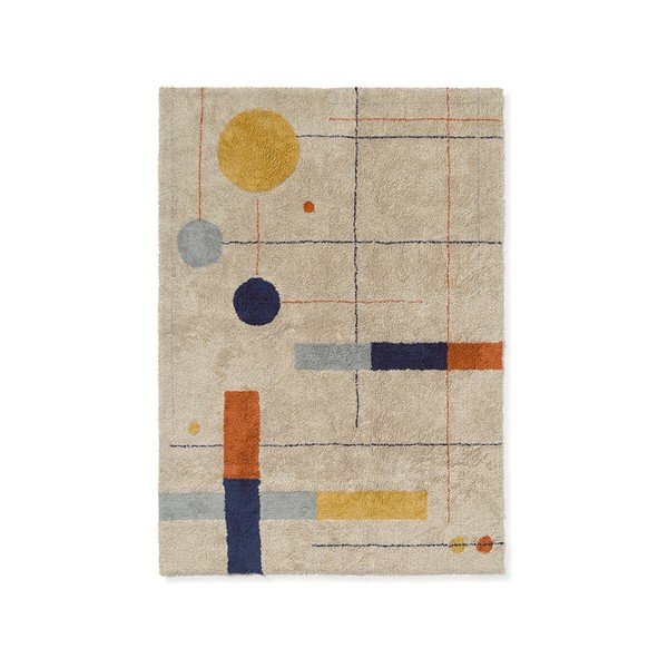 Bež pralna/ročno tkana bombažna preproga 120x160 cm Geometrical Shapes – Lorena Canals