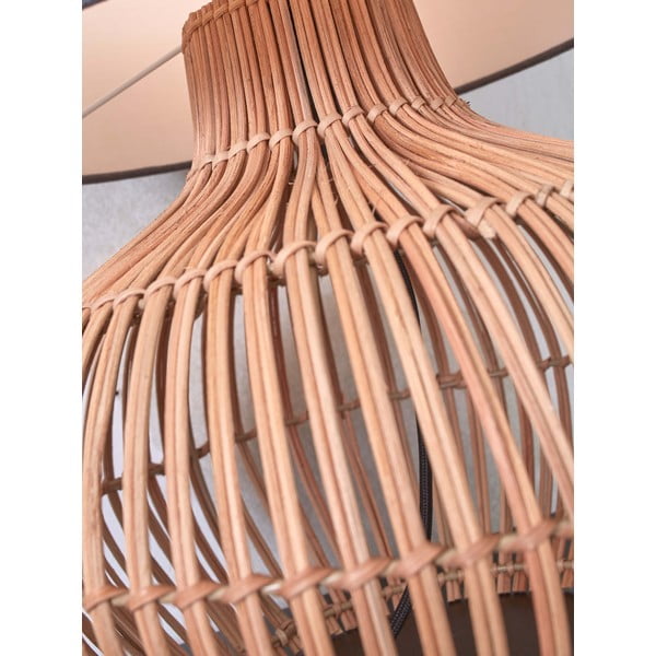 Bela/naravna namizna svetilka s tekstilnim senčnikom (višina 60 cm) Kalahari – Good&Mojo-image-4