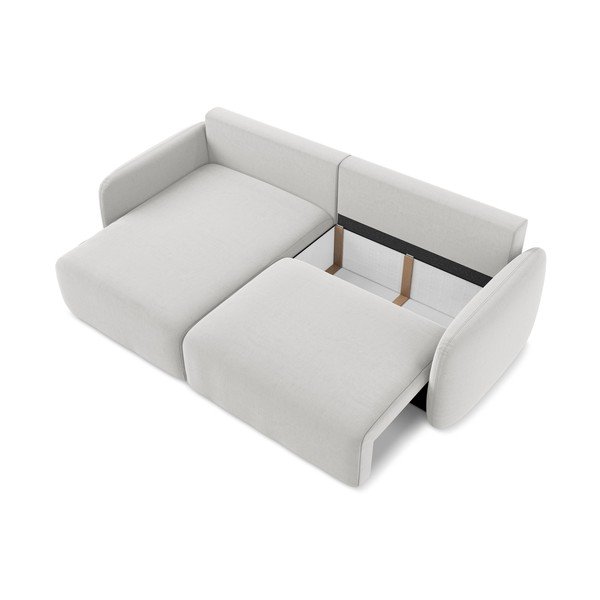 Svetlo siva žametna raztegljiva/s prostorom za shranjevanje kotna sedežna garnitura (levi kot/z ležalnikom) Kalena – Makamii-image-4