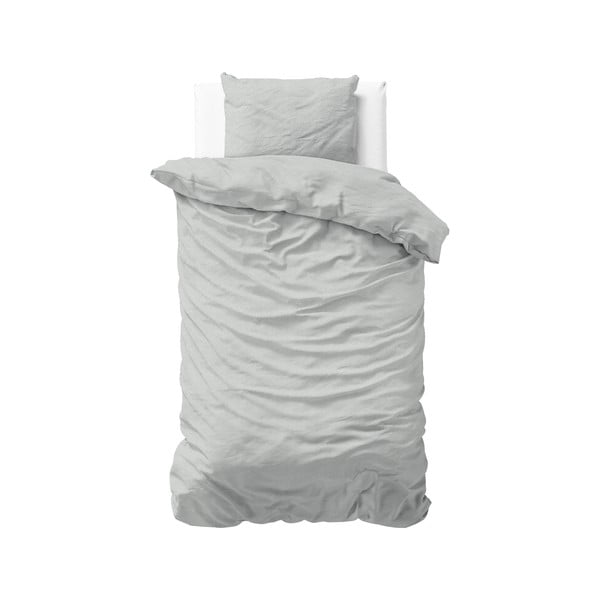 Svetlo siva flanelna posteljnina za enojno posteljo Sleeptime Jason, 140 x 220 cm