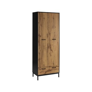Črna garderobna omara v hrastovem dekorju 65x180 cm Rocco – Støraa