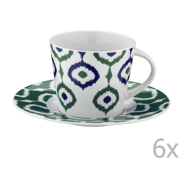 Komplet 6 porcelanskih skodelic za čaj s podstavki Tatiana