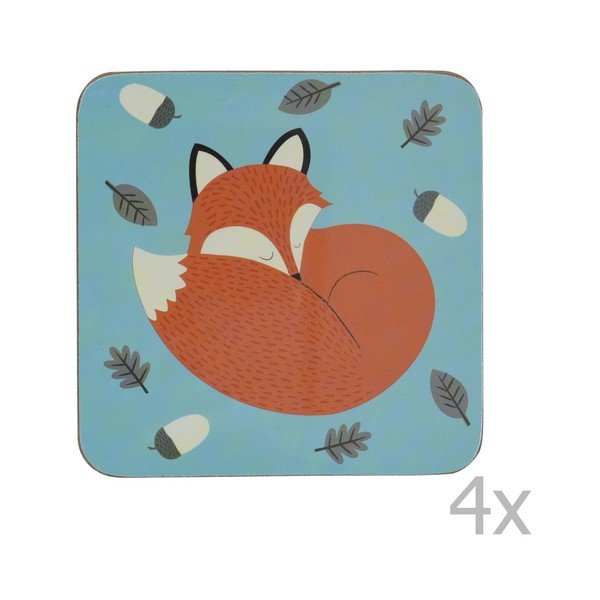 Komplet 4 podstavkov iz plute Rex London Rusty The Fox
