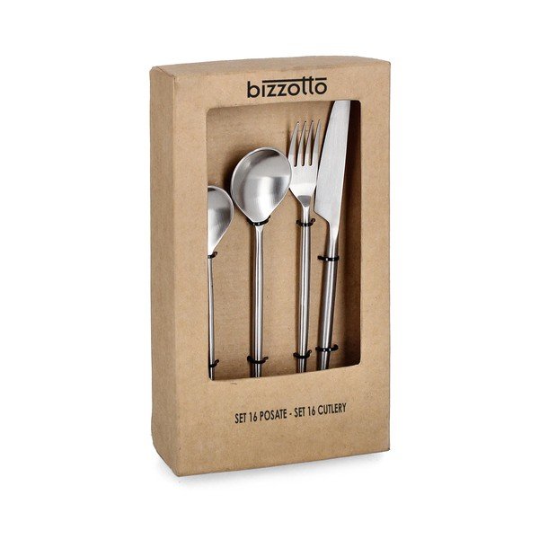 Pribor 16 ks iz nerjavečega jekla v srebrni barvi za 4 osebe Bronte – Bizzotto-image-1