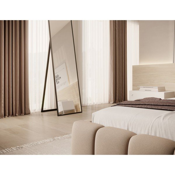 Svetlo rjava oblazinjena postelja s prostorom za shranjevanje in z letvenim dnom 90x200 cm Lamica – ELTAP-image-3