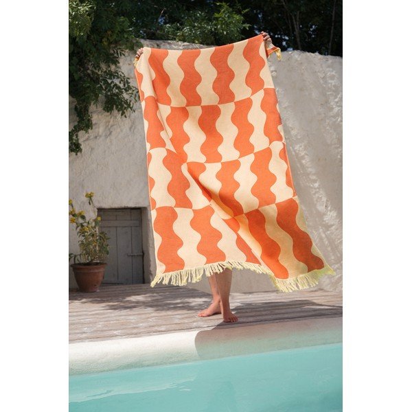 Rumena/oranžna bombažna brisača za na plažo 100x160 cm Nuno – noo.ma-image-1
