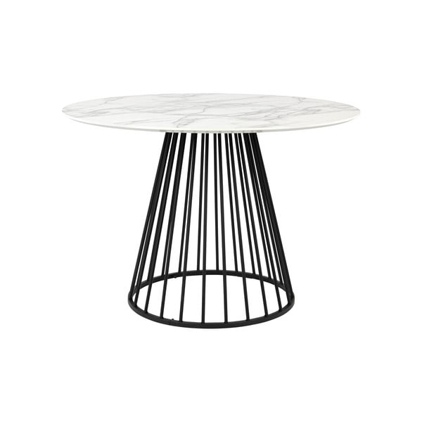 Okrogla jedilna miza z mizno ploščo v marmornem dekorju ø 110 cm Floris – White Label