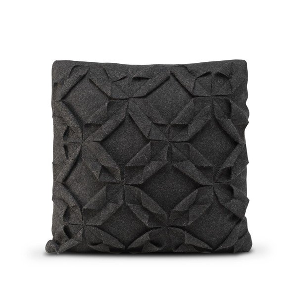 Črna volnena prevleka za vzglavnik HF Living Felt Structured, 50 x 50 cm