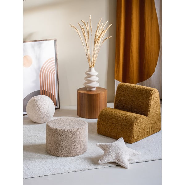 Rjav otroški fotelj iz tkanine bouclé Cloud – Wigiwama-image-2