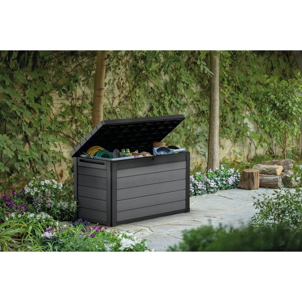 Temno siva plastična vrtna škatla za shranjevanje Cortina – Keter-image-1