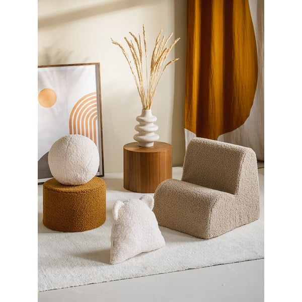 Svetlo rjav otroški fotelj iz tkanine bouclé Cloud – Wigiwama-image-4
