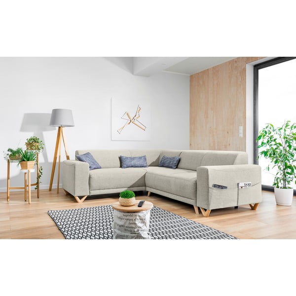 Bež raztegljiva/s prostorom za shranjevanje kotna sedežna garnitura (levi kot/v obliki črke L) Classy Sophie – Miuform-image-3