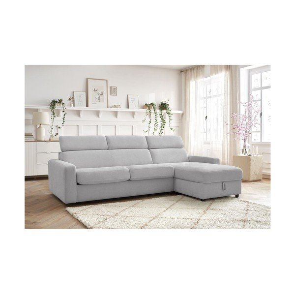 Svetlo siva raztegljiva kotna sedežna garnitura (s kotom po izbiri) Monaco – Bobochic Paris-image-1