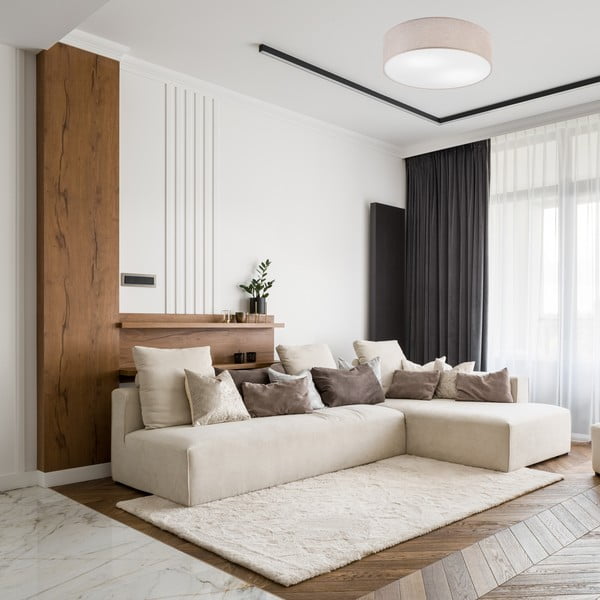 Svetlo siva stropna svetilka s tekstilnim senčnikom ø 45 cm Vivian – LAMKUR-image-1