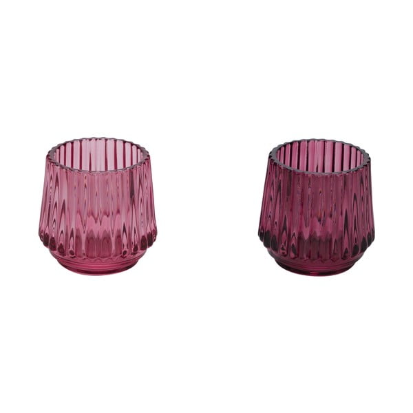 Komplet 2 rožnatih steklenih svečnikov za čajno svečko Ego Dekor, ø 7 cm