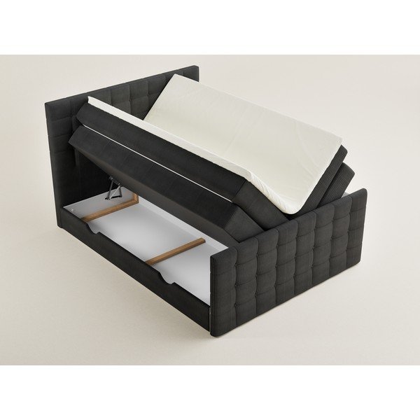 Antracitno siva boxspring postelja s prostorom za shranjevanje 200x200 cm Tasca – Maison de Rêve-image-3