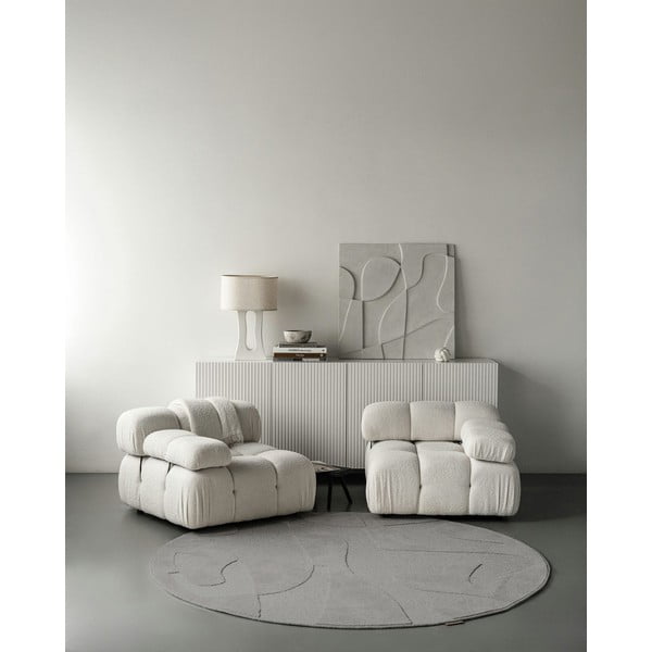 Siva volnena okrogla preproga ø 120 cm Morphic Botanica – Agnella-image-1