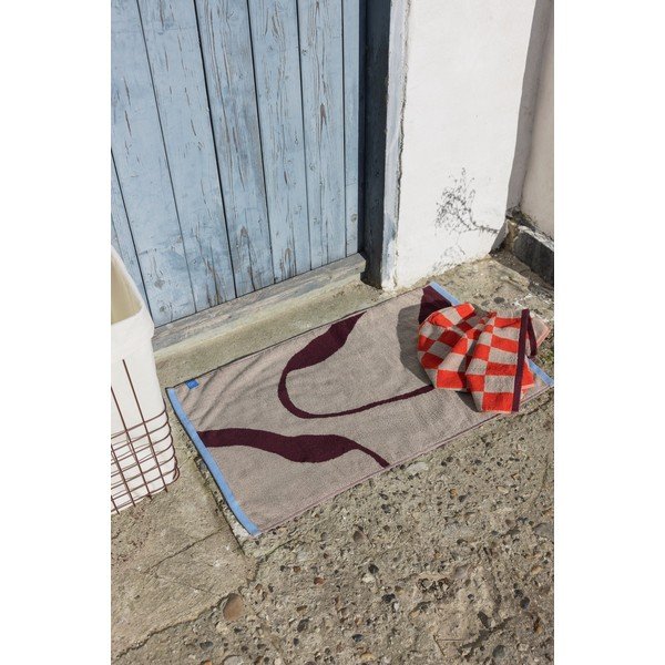 Bordo rdeča in sivo-bež kopalniška preproga za tuš kabino iz organskega bombaža 50x80 cm Nova Arte  – Mette Ditmer Denmark-image-1