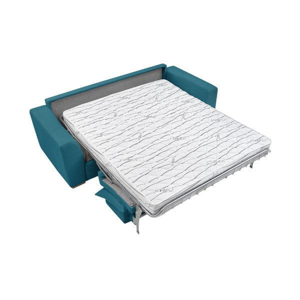 Modra raztegljiva sedežna garnitura iz rebrastega žameta 225 cm Augustin – Bobochic Paris-image-4