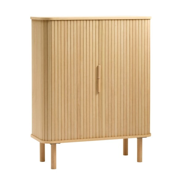 Omarica v hrastovem dekorju z drsnimi vrati v naravni barvi 113x90 cm Cavo – Unique Furniture-image-2