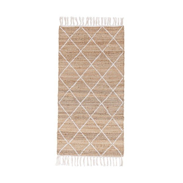 Bela/v naravni barvi ročno tkana preproga iz jute 70x140 cm Shaila – Bizzotto