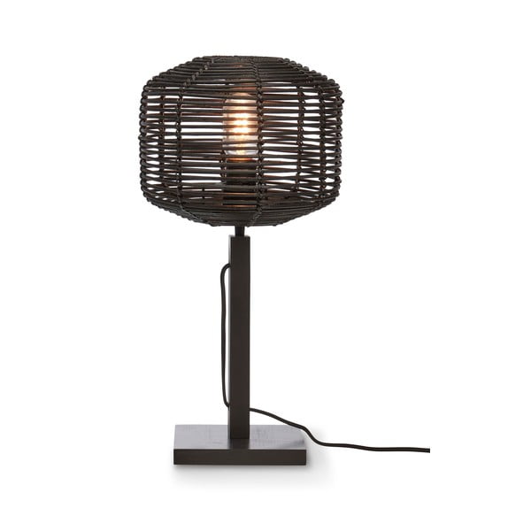 Črna namizna svetilka s senčnikom iz ratana (višina 40 cm) Tanami – Good&Mojo