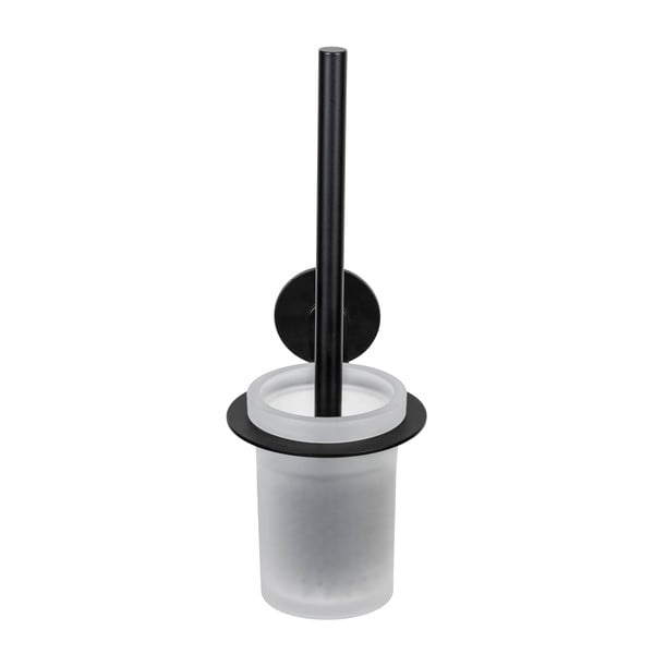 Mat črna steklena WC ščetka z namestitvijo brez vrtanja Bivio – Wenko-image-2