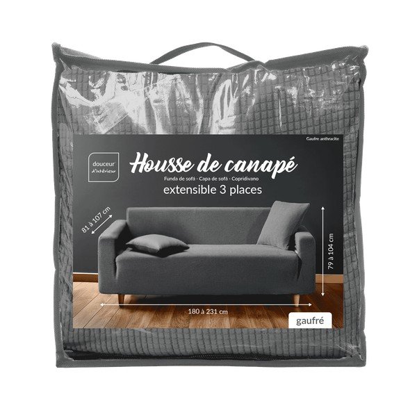 Antracitno siva raztegljiva prevleka za sedežno garnituro za trosed Sacha – douceur d'intérieur-image-3