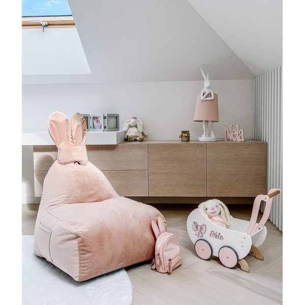 Svetlo rožnata otroška vreča za sedenje Funny Bunny – The Brooklyn Kids-image-1