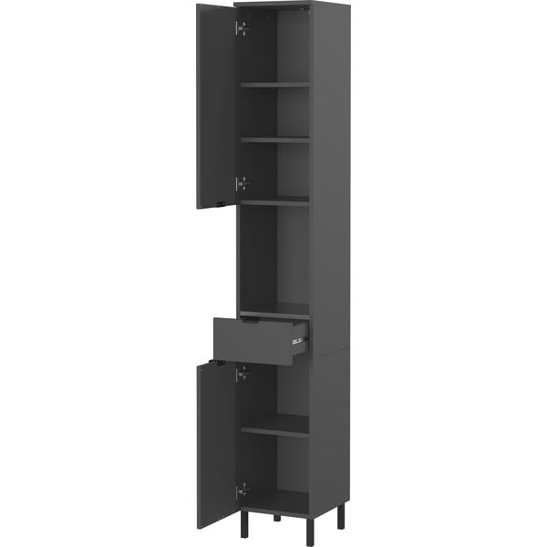 Antracitno siva visoka ozka kopalniška omarica 30x190 cm Arcena – Germania-image-3