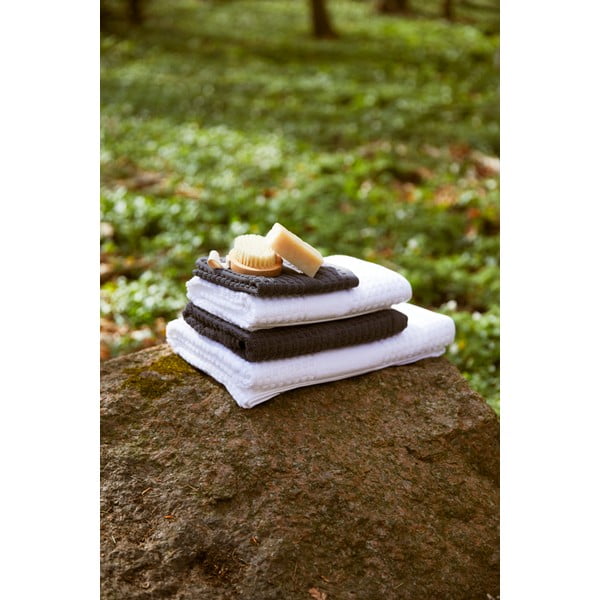 Bela frotirna brisača iz organskega bombaža 30x30 cm Check – JUNA-image-1