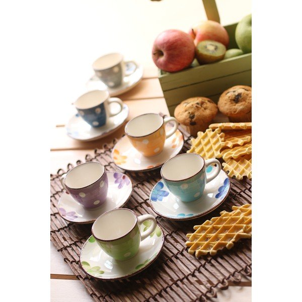 Komplet 6 barvnih skodelic za espresso s podstavki VDE Tivoli 1996 Tazzine-image-1