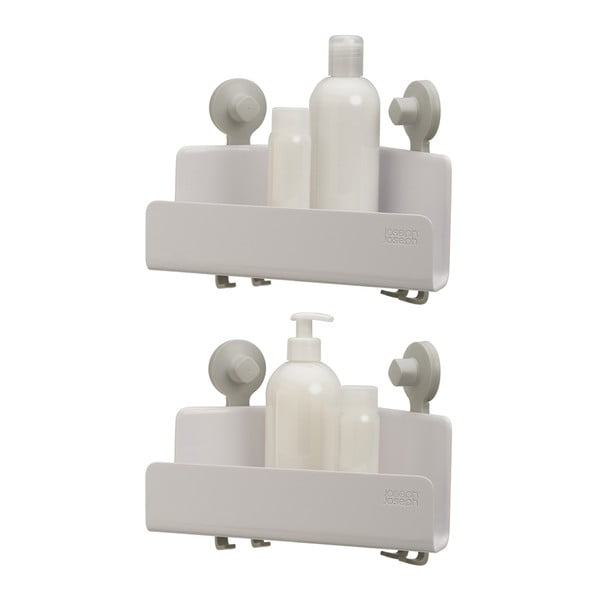 Bele vogalne samonosilne plastične kopalniške police v kompletu 2 kos EasyStore - Joseph Joseph
